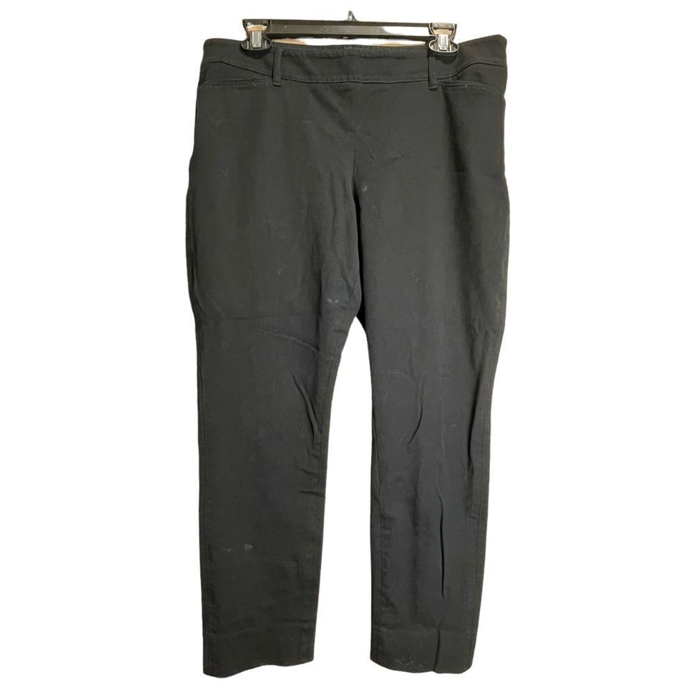 White House Black Market Solid Black Skinny Dress Pants Cotton Spandex size 12R